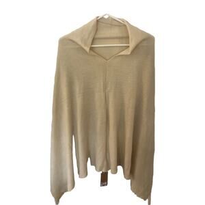 NEW Maggie Lane Women's Ivory Knit Poncho Sweater Acrylic One Size